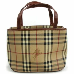 Authentic Burberry London Hand Bag Beige PVC (SHC7-10859)