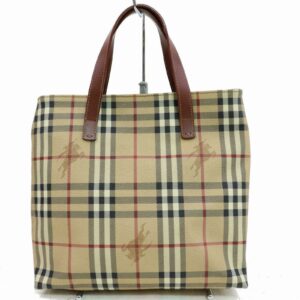 Authentic Burberry London Tote Bag Brown PVC (SHC1-14502)