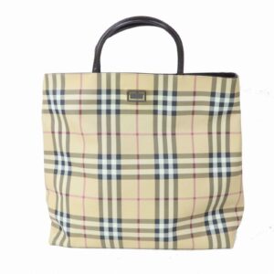 Authentic Burberry Hand Bag Beige PVC (SHC1-15161)