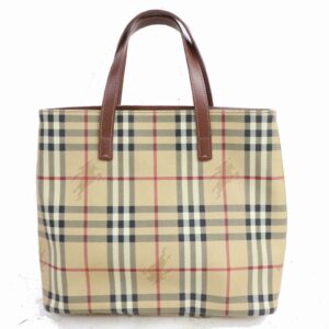 Authentic Burberry London Tote Bag Beige PVC (SHC1-15584)