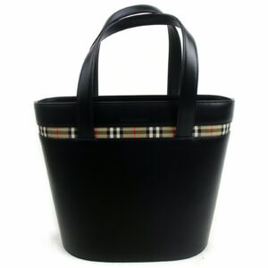 Authentic Burberry London Hand Bag Black Leather (SHC7-10898)