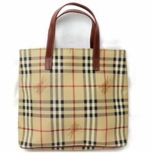 Authentic Burberry London Hand Bag Beige PVC (SHC7-10901)