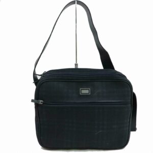 Authentic Burberry Shoulder Bag Navy Blue PVC (SHC1-15188)