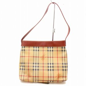 Authentic Burberry London Shoulder Bag Beige PVC (SHC1-14711)