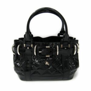 Burberry Black Quilted Patent Leather Beaton Tote (SHA-13766)