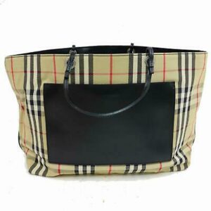Authentic Burberry London Tote Bag Beige Canvas
