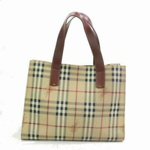 Authentic Burberry London Tote Bag Light Brown PVC