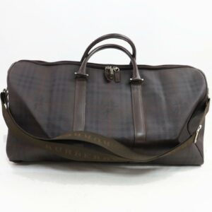 Authentic Burberry London Boston Bag Dark Brown PVC (SHC7-10900)
