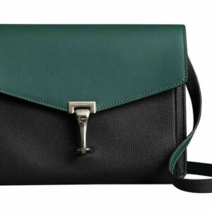 Burberry Macken Two Tone Leather Crossbody Bag Clutch Black Sea Green