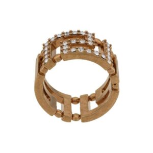 Versace Ring With Greek Key And Crystals