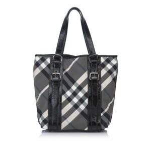 Pre-Loved Burberry Black Patent Leather Woven Shoulder Bag United Kingdom