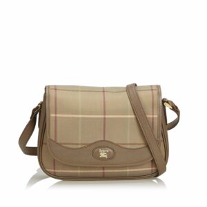 Pre-Loved Burberry Brown Beige Jacquard Fabric Crossbody Bag UNITED KINGDOM