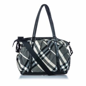 Pre-Loved Burberry Black Nylon Fabric Beat Check Satchel United Kingdom
