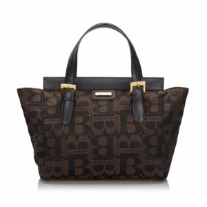 Pre-Loved Burberry Brown Dark Canvas Fabric Handbag United Kingdom