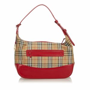 Pre-Loved Burberry Brown Haymarket Check Canvas Shoulder Bag United Kingdom