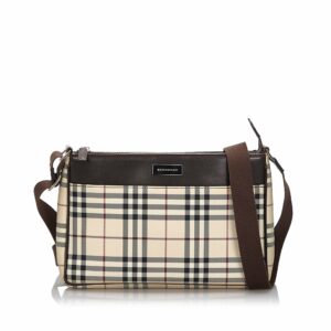 Pre-Loved Burberry Brown House Check Canvas Crossbody Bag United Kingdom