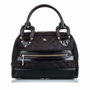 Pre-Loved Burberry Black Nylon Fabric Quilted Manor Handbag United Kingdom