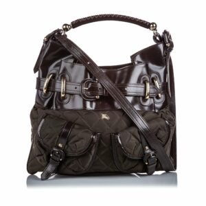 Pre-Loved Burberry Brown Dark Nylon Fabric Bromley Satchel United Kingdom