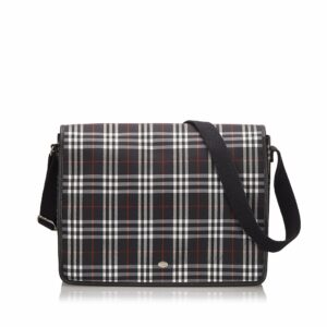 Pre-Loved Burberry Blue Navy Canvas Fabric Plaid Crossbody Bag United Kingdom