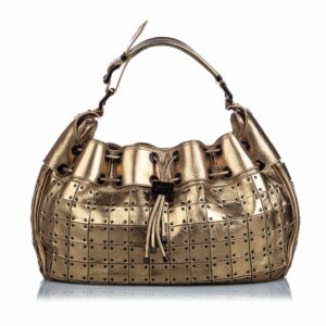 Pre-Loved Burberry Gold Metallic Leather Warrior Shoulder Bag United Kingdom
