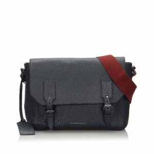 Pre-Loved Burberry Blue Embossed Leather Crossbody Bag United Kingdom