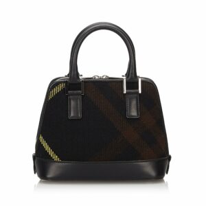Pre-Loved Burberry Black Wool Fabric Plaid Handbag United Kingdom