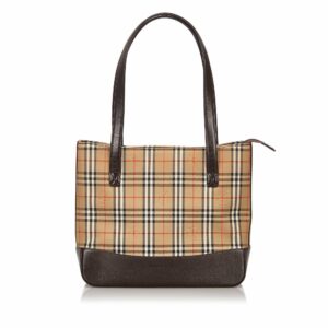 Pre-Loved Burberry Brown Haymarket Check Canvas Shoulder Bag United Kingdom