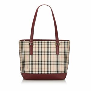 Pre-Loved Burberry Brown Beige Nylon Fabric House Check Tote Bag United Kingdom