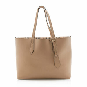 Burberry Leather Haymarket Check Reversible Medium Tote (SHF-12681)