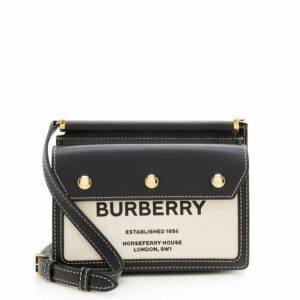 Burberry Leather Logo Canvas Horseferry Pocket Mini Bag (SHF-12352)