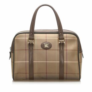 Burberry Plaid Canvas Boston Bag (SHG-12139)