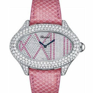 Chopard Montres Dame Cat Eye Diamond Dial Pink Lizard Skin Ladies Quartz Watch137146-1004 Watch