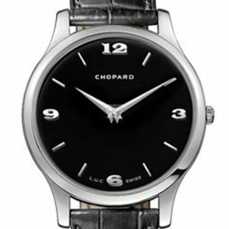 Chopard L.u.c Classic Xp Black Dial White Gold Leather Mens Watch 161902-1001