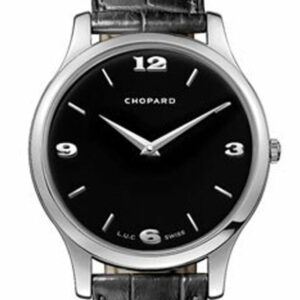 Chopard L.u.c Classic Xp Black Dial White Gold Leather Mens Watch 161902-1001