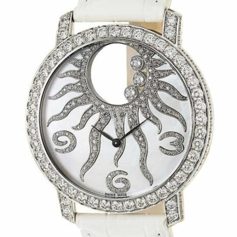 Chopard Happy Sun In White Gold With Diamond Bezel On Alligator Leather Strap Mop Dial 207470-1002