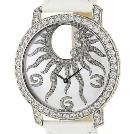 Chopard Happy Sun In White Gold With Diamond Bezel On Alligator Leather Strap Mop Dial 207470-1002