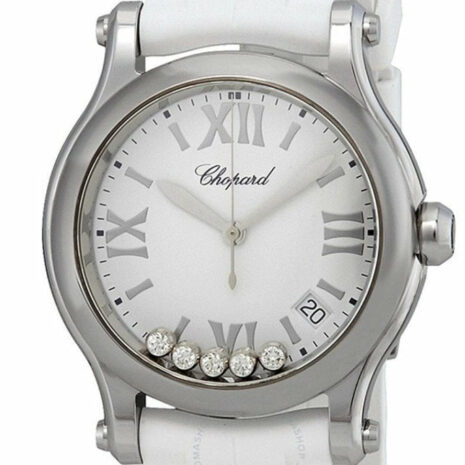 Chopard Happy Sport White Matte Dial Ladies Diamond Watch 278582-3001