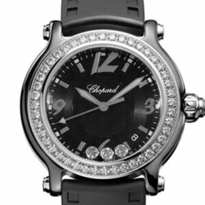 Chopard Happy Sport Black Dial Ceramic Diamond Ladies Watch 288507-9003