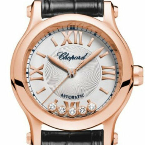 Chopard Happy Sport 30Mm 18K Rose Gold And Diamonds Automatic Watch 274893-5001 Silver / None