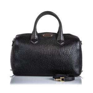 Pre-Loved Burberry Black Calf Leather Pebbled Satchel United Kingdom