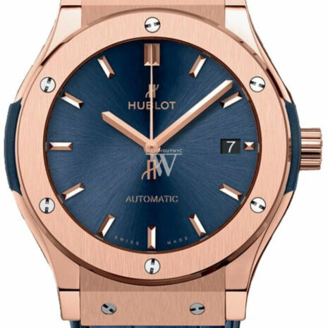 Hublot Classic Fusion Blue Sunray Dial 18K King Gold Automatic 45Mm Mens Watch 511.ox.7180.lr