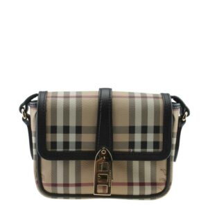 Burberry Berkeley Mini Haymarket Check Beige Coated Canvas Cross Body Bag