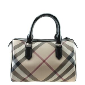 Burberry Bowler Supernova Check Beige Canvas Satchel