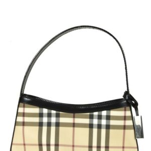 Burberry Check Handbag Beige Canvas Shoulder Bag