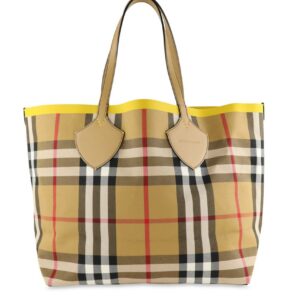Burberry Giant Vintage Check Yellow Cotton Tote