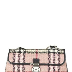 Burberry Leather-trimmed Pink Tweed Shoulder Bag