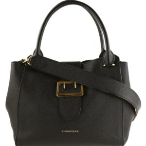 Burberry Medium Buckle Tote Black Leather Satchel