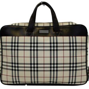 Burberry Nova Check Canvas Dark Brown Leather Briefcase Satchel