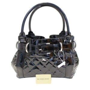 Burberry Tote Quilted Patent Leather Beaton Shoulder Bag