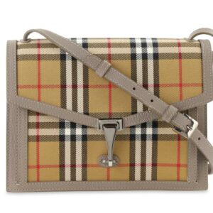Burberry Small Macken Vintage Check Gray Canvas Cross Body Bag
